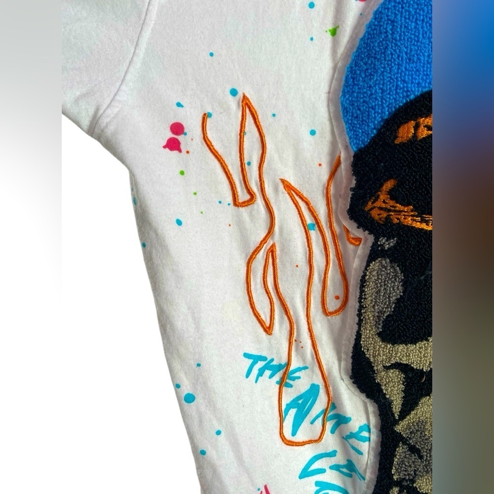 🌟  REASON skull shirt white multi color trip men’s Sz L Skeleton top resort - Picture 10 of 12